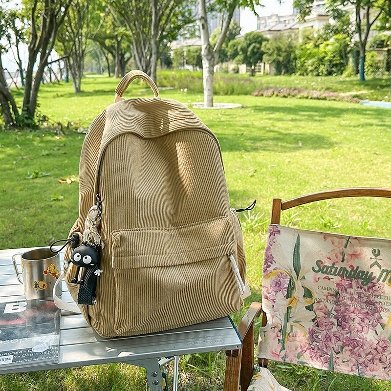 Corduroy Textured Casual Backpack Bowlift