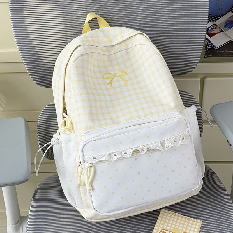 Playful Gingham and Polka Dot Backpack Bowlift
