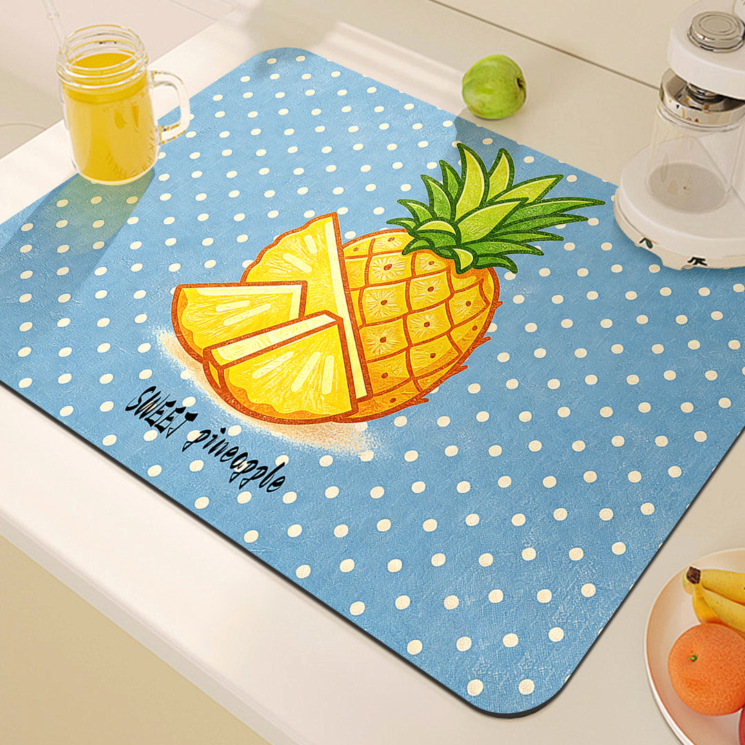 Playful Pineapple-Themed Kitchen Mat