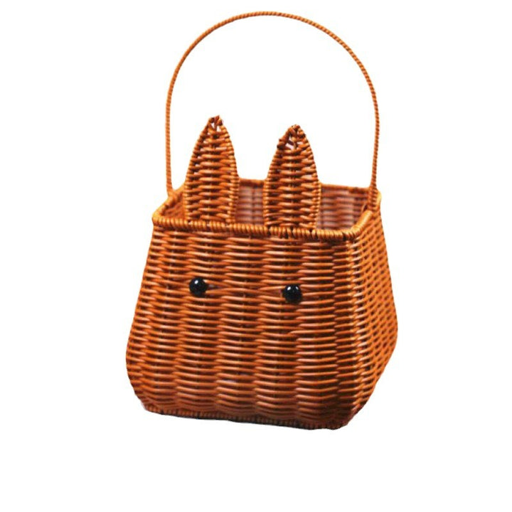 Whimsical Rabbit-Shaped Woven Basket Bowlift