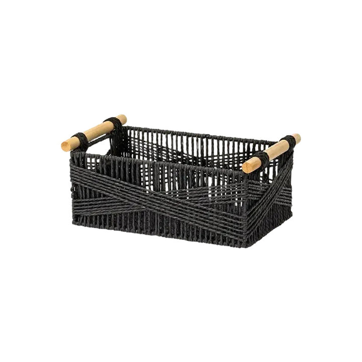 Handwoven Storage Basket with Wooden Handles Bowlift