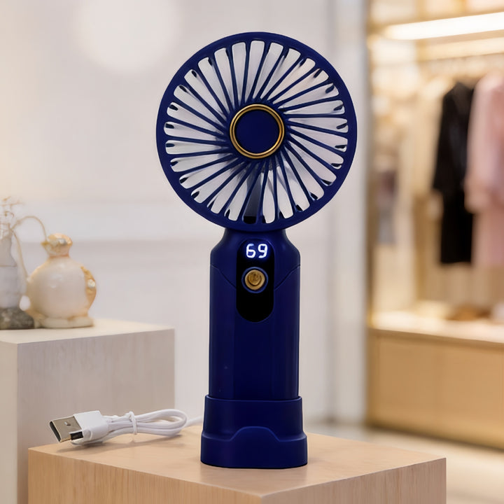 Portable handheld fan with digital speed display and USB charging function Bowlift