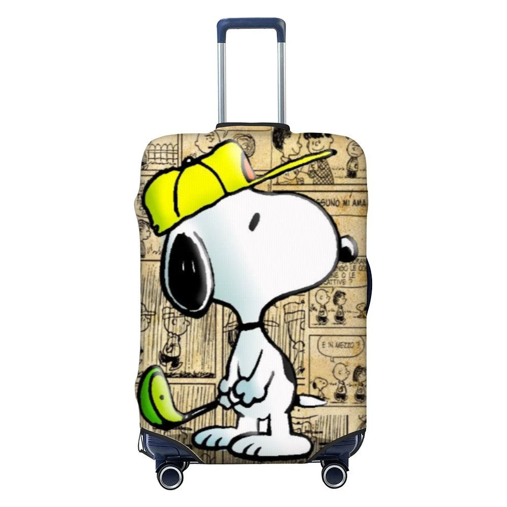 Unisex nano elastic suitcase cover with Snoopy comic motif, stretchy protective cover for trolley with four wheels Bowlift