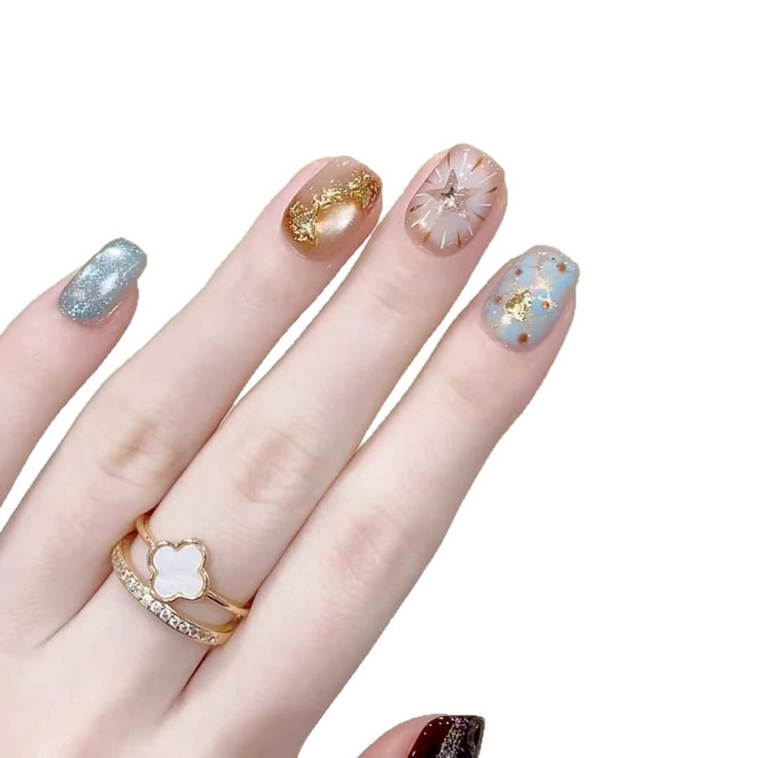 Artistic Press-On Nail Set Bowlift