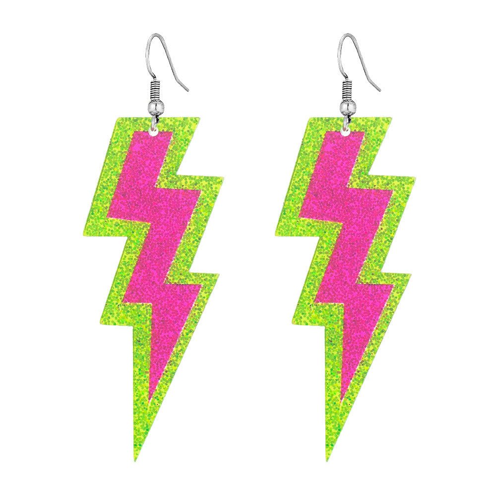 Glittery Lightning Bolt Dangle Earrings Bowlift