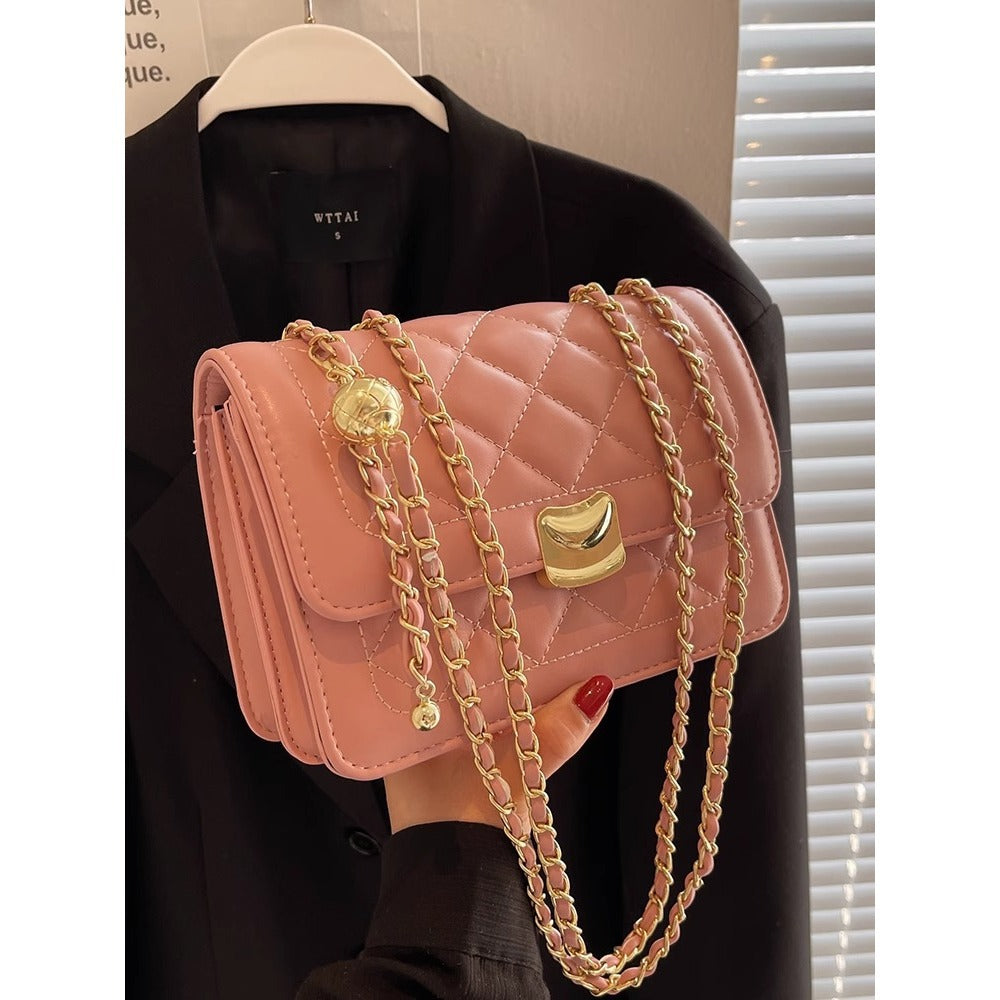 Quilted Chain-Detail Crossbody Bag Bowlift