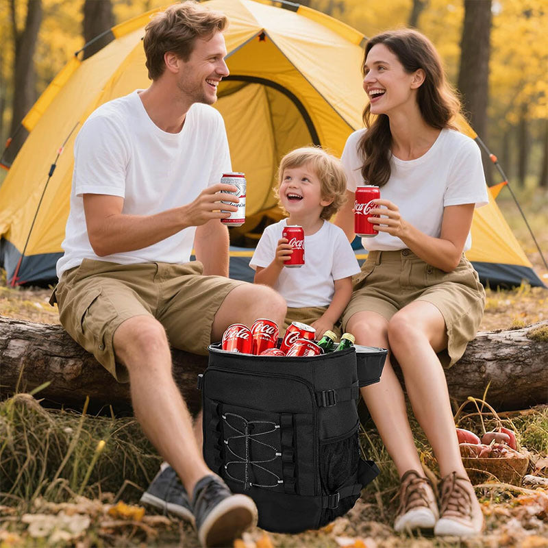 Unisex insulated cooler backpack for picnics and camping with side bottle holders, outer pocket for smartphone and elastic strap Bowlift