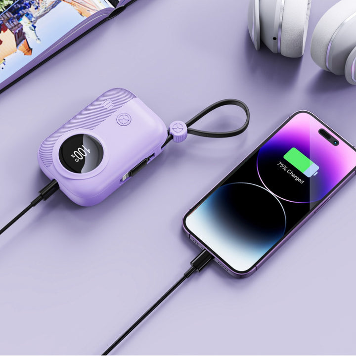 Compact power bank with integrated charging plug and digital humidity indicator Bowlift