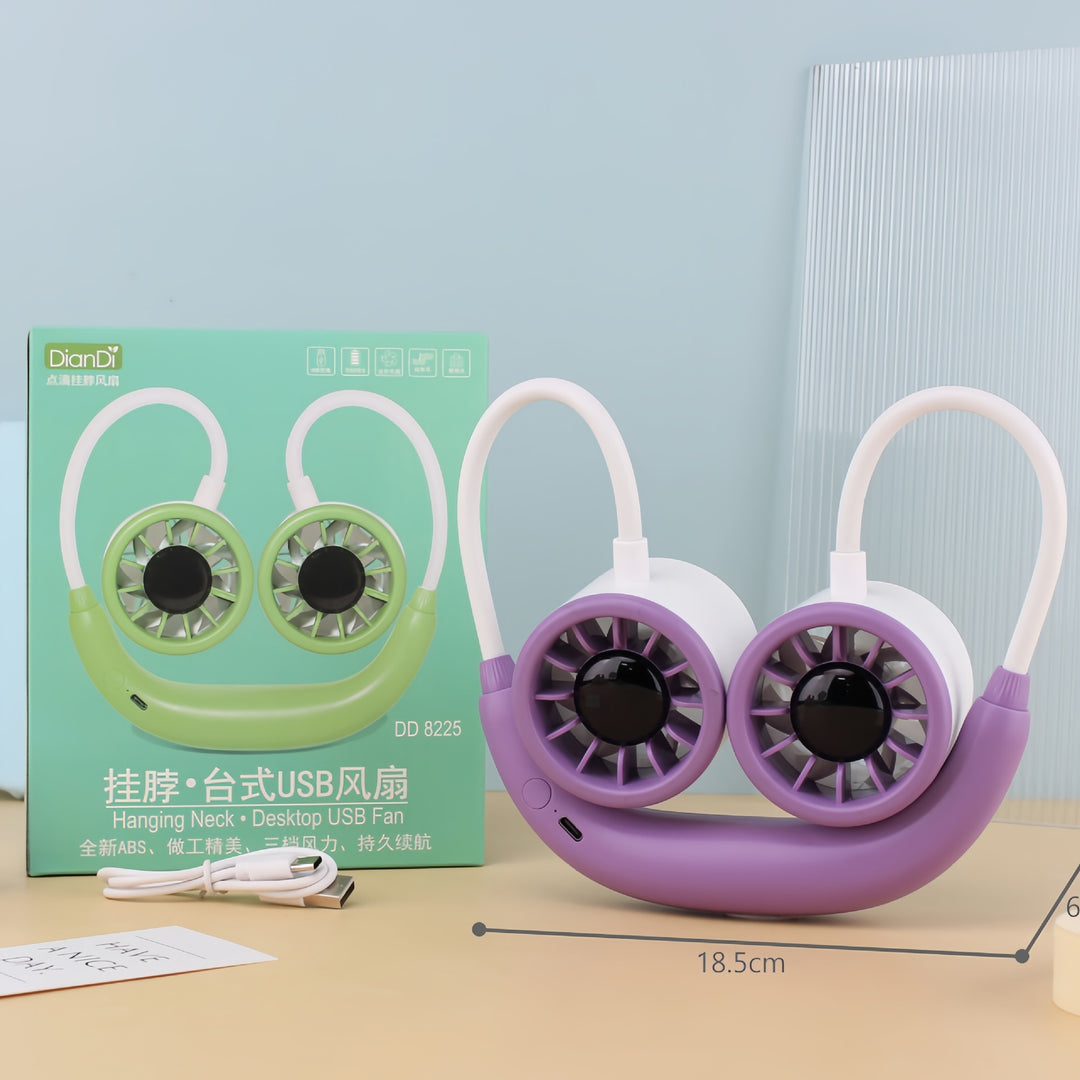 Ladies Portable Neck Fan with Dual Adjustable Airflow Bowlift