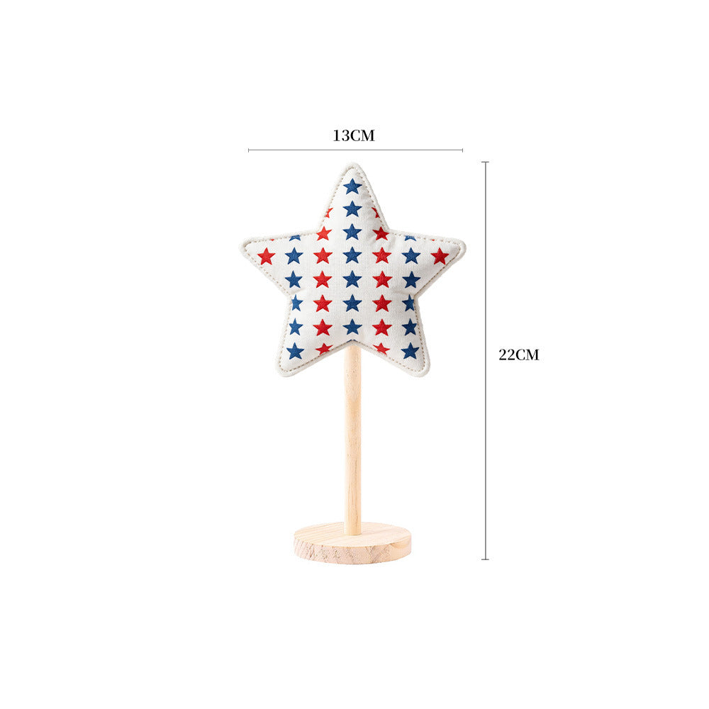 Unisex decorative star decoration figures made of fabric on wooden stand Bowlift