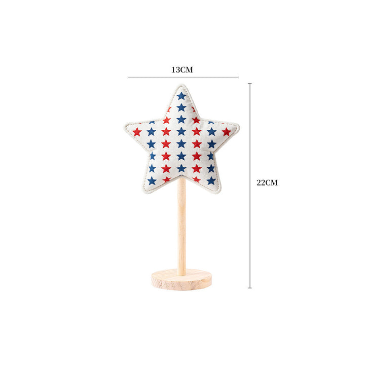 Unisex decorative star decoration figures made of fabric on wooden stand Bowlift
