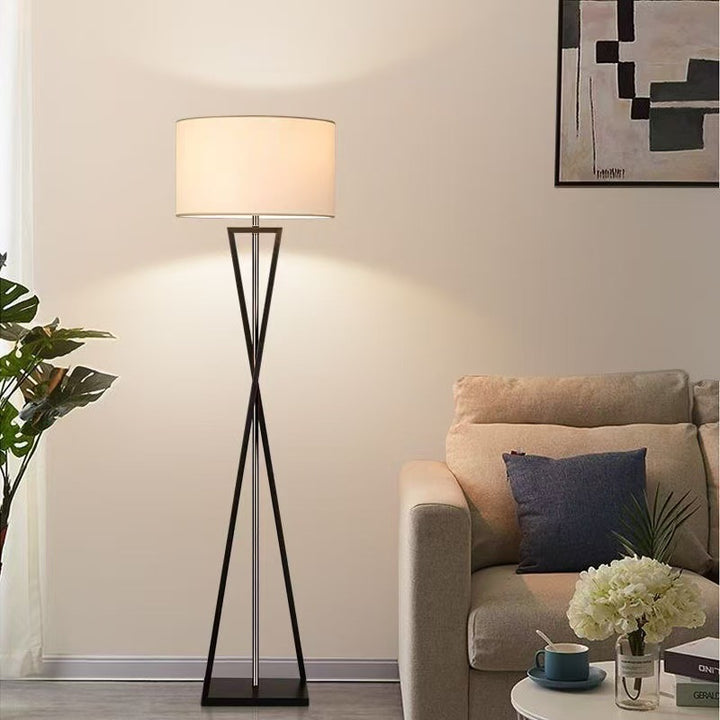 Modern Geometric Floor Lamp with Elegant Fabric Shade