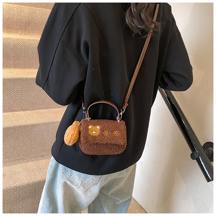 Plush Crossbody Bag with Cute Animal Design Bowlift
