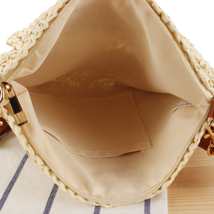 Handbag with Ruffle Design Made of Braided Straw Bowlift