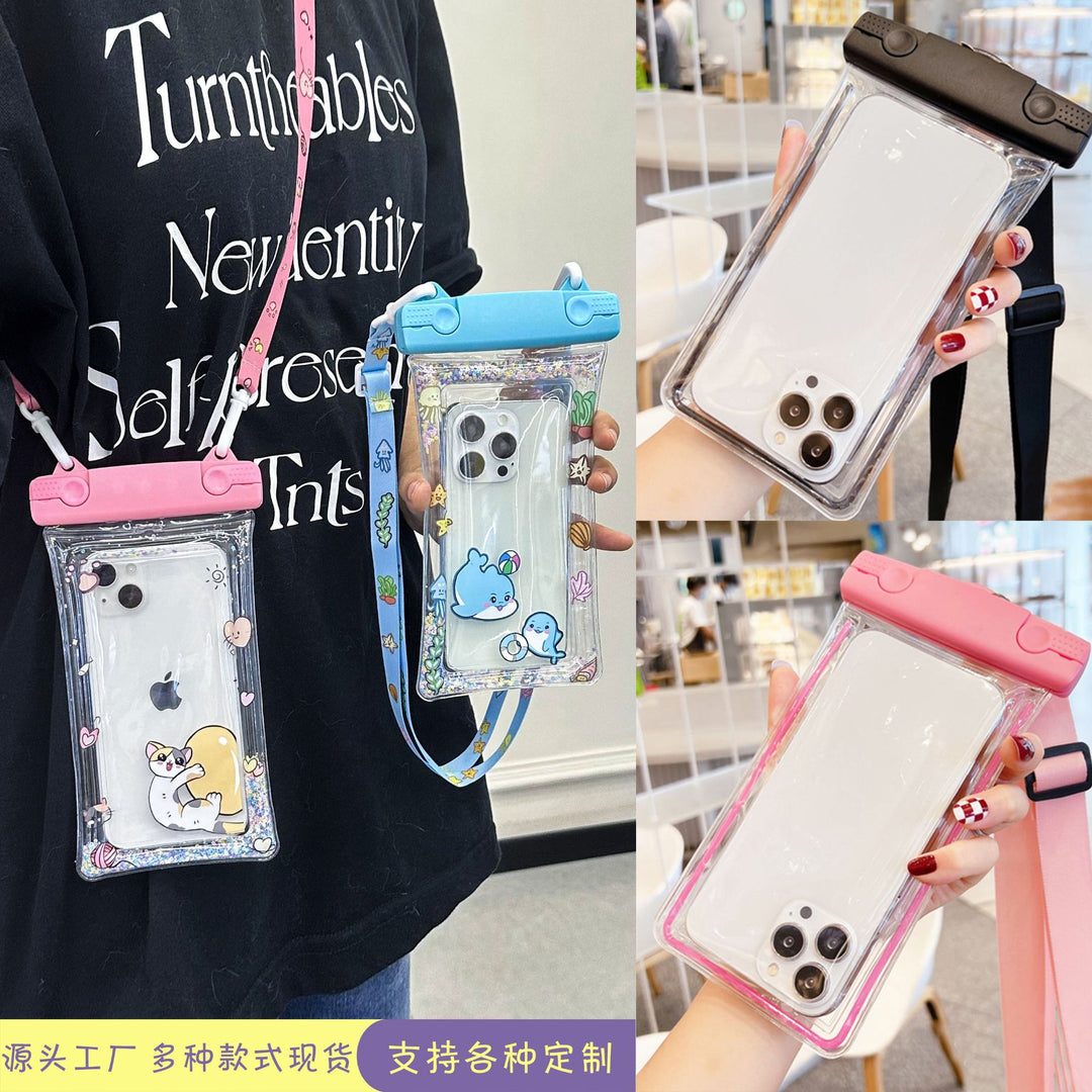 Waterproof phone pouch with adjustable lanyard and transparent touch-sensitive sleeve Bowlift