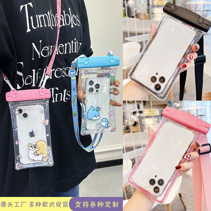 Waterproof phone pouch with adjustable lanyard and transparent touch-sensitive sleeve Bowlift