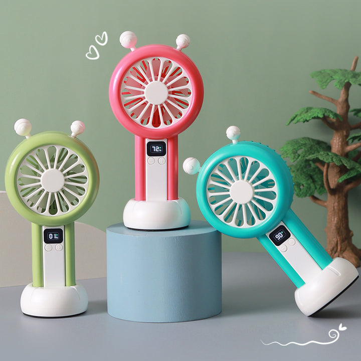 Women's Portable Handheld Fan with Multiple Speed Modes and Digital Display Bowlift
