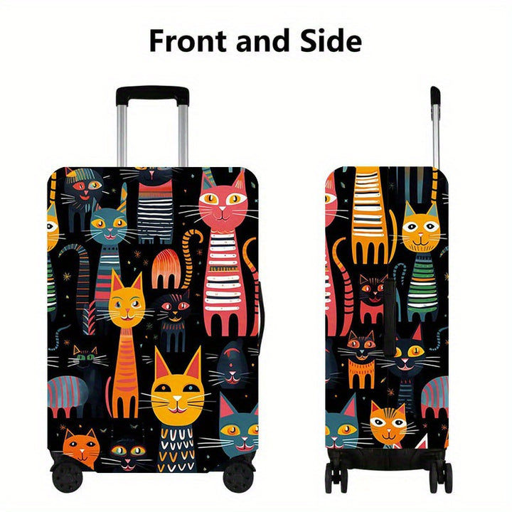 Unisex nan elastic suitcase cover with cartoon cat design stretchable scratch-resistant protective for luggage Bowlift