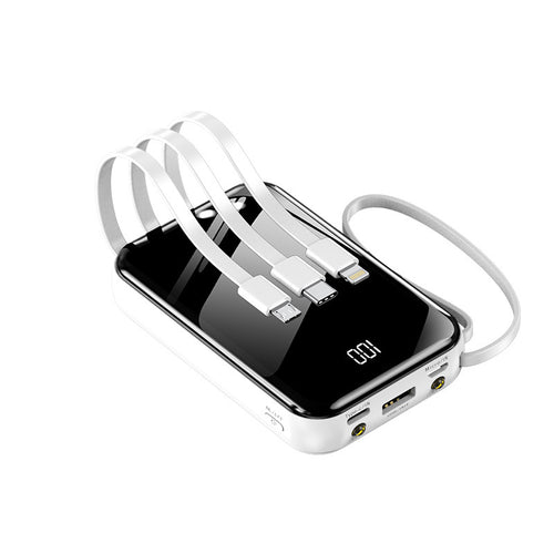 Portable power bank with integrated charging cables and digital display Bowlift