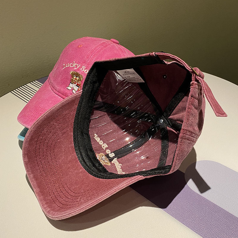 Unisex Casual Embroidered Bear Cap Bowlift