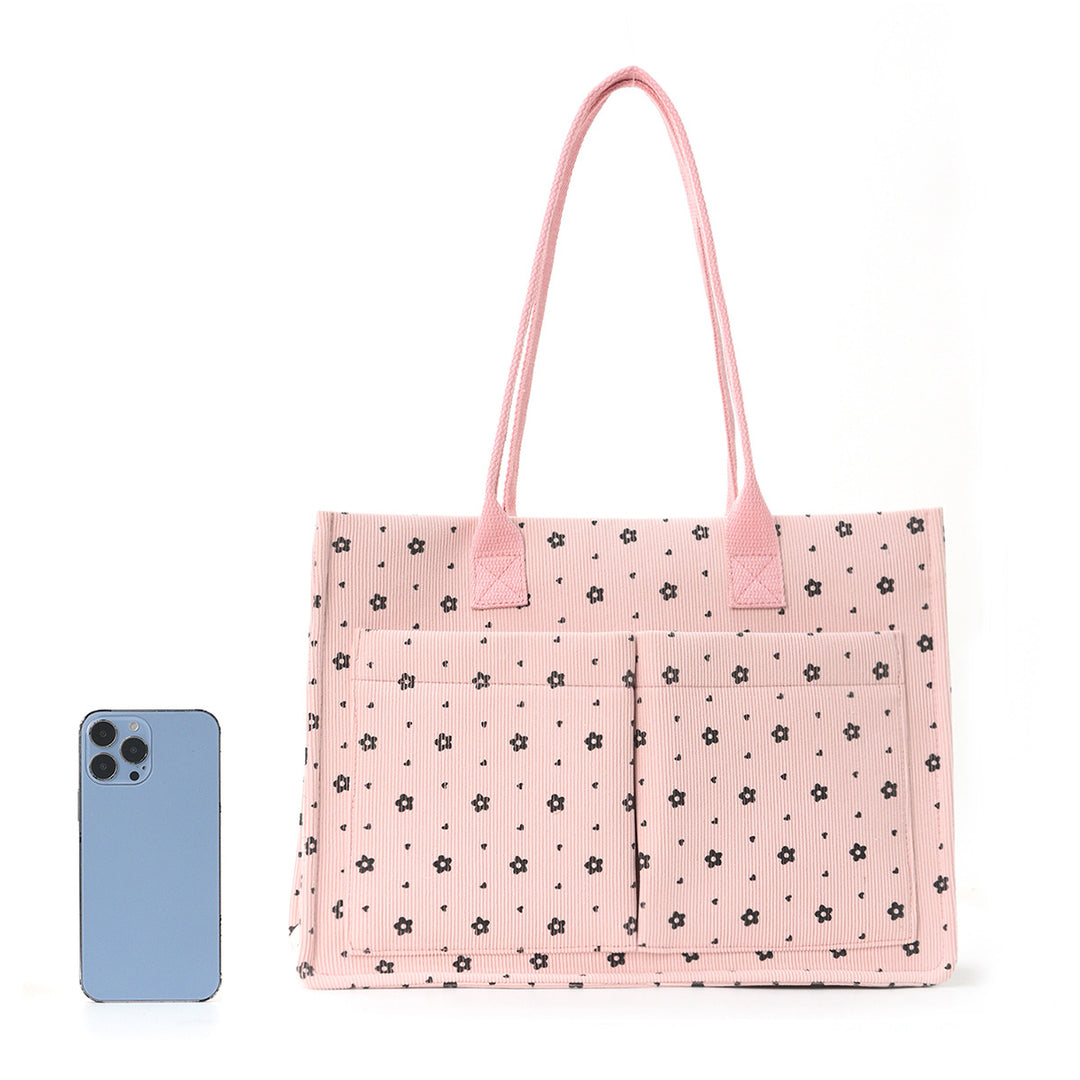 Shopping bag with floral pattern and practical exterior pockets Bowlift
