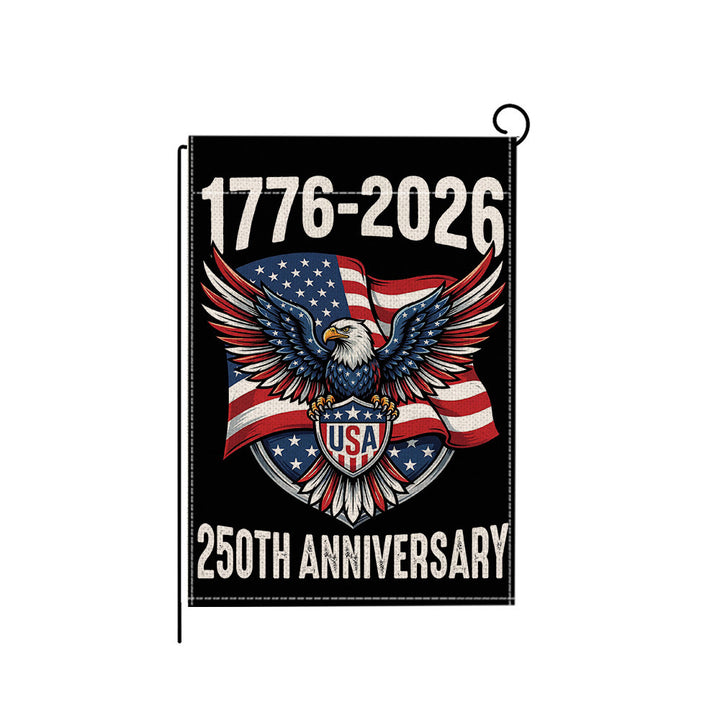 Distressed Vintage American Flag Garden Banner With Statue Of Liberty Motif Double-Sided Polyester