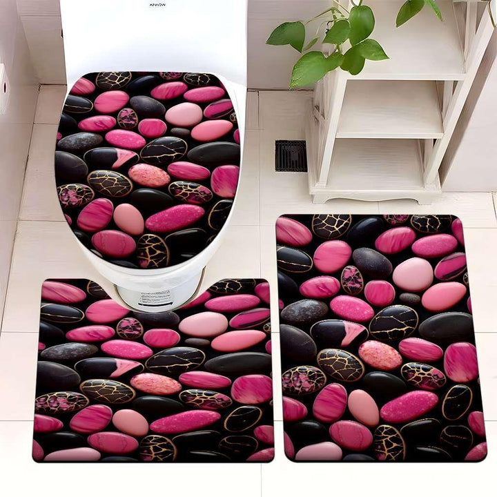 Decorative Pebble Bathroom Mat Set Bowlift