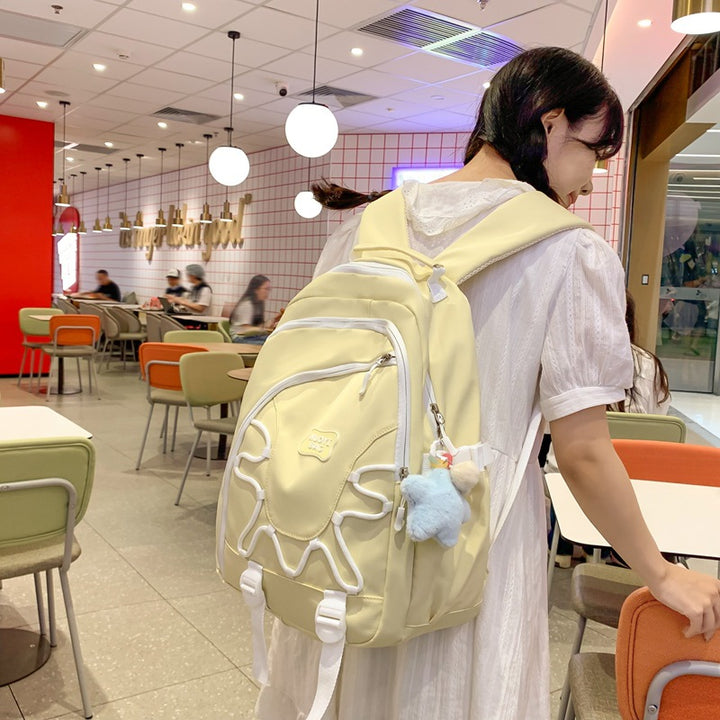 Playful Character Embroidered Backpack Bowlift