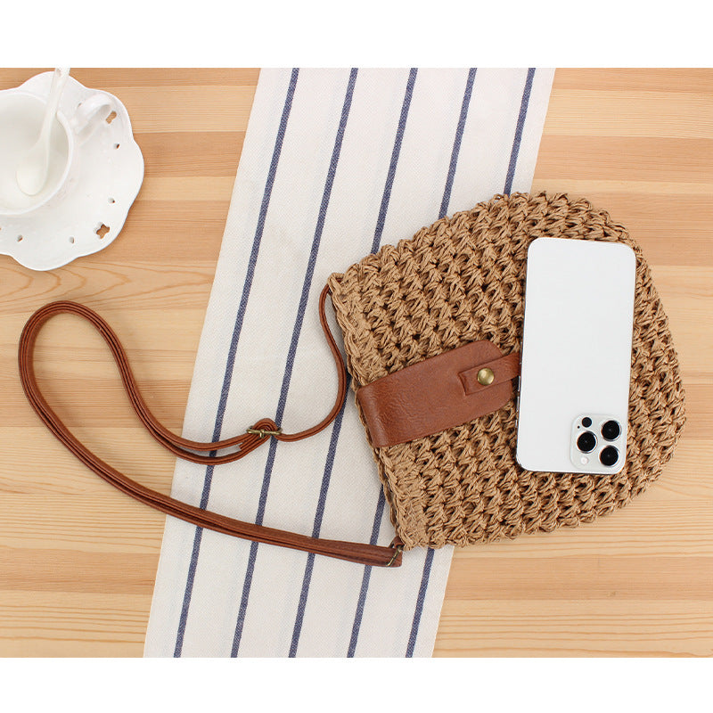 Braided shoulder bag with leather accents Bowlift