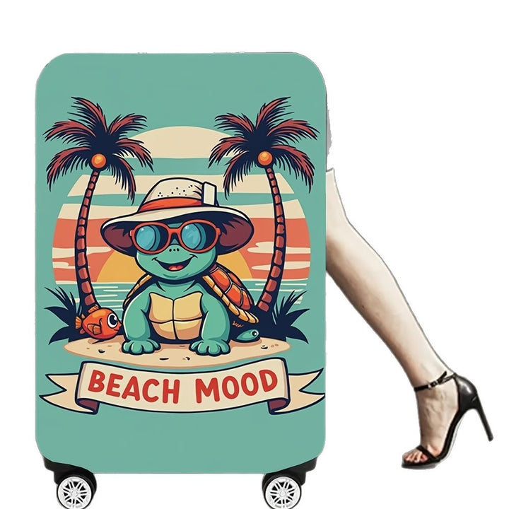 Unisex non-elastic suitcase cover with beach turtle motif, stretchy zipper protection for trolley Bowlift