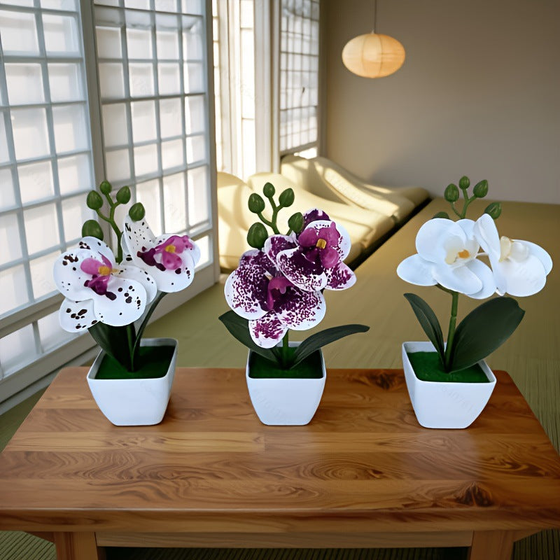 Lifelike Floral Orchid Display for Indoor Home Decor
