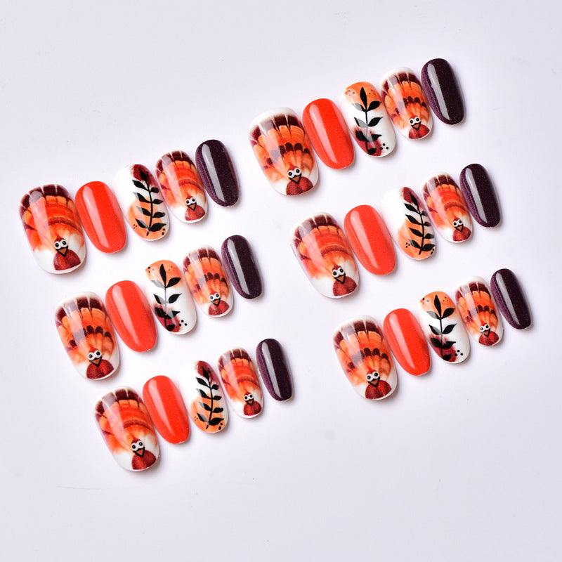 Fall-Themed Decorative Press-On Nail Art Set Bowlift