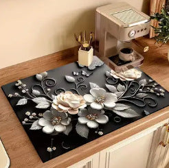 Artistic Floral Kitchen Mat Bowlift