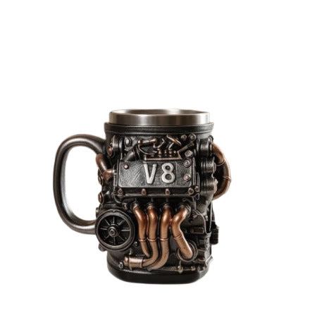 Coffee mug in V8 engine design Bowlift