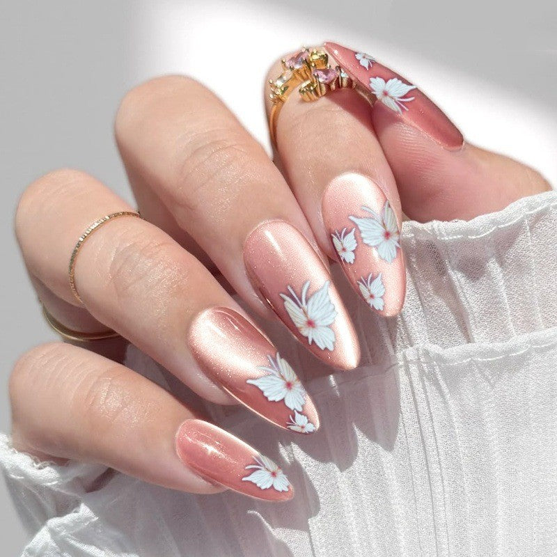 Artistic Floral Press-On Nail Extensions Bowlift