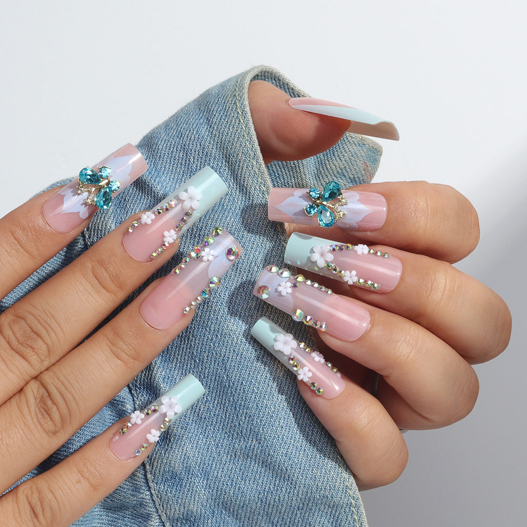 Decorative Floral Print Press-On Nails Bowlift