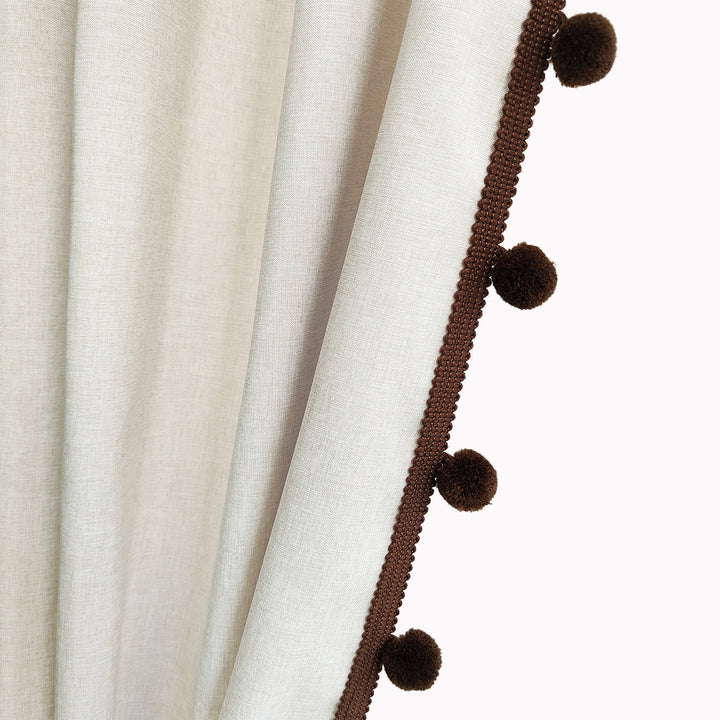 Textured Pom Pom Trim Shower Curtain Bowlift