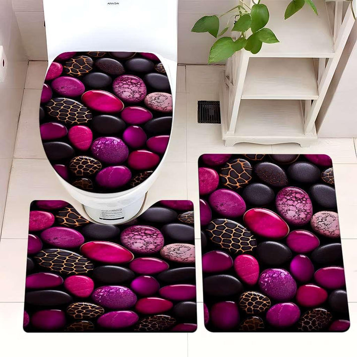 Decorative Rock and Butterfly Bathroom Mat Set Bowlift