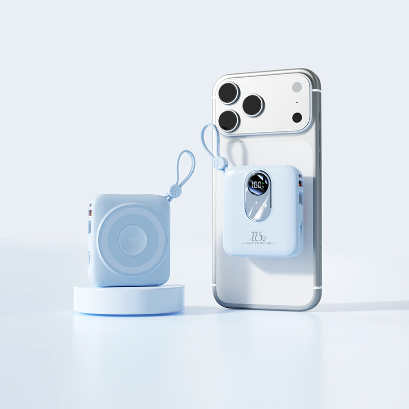 Portable Mini Powerbank with Fast Induction Charging Function and Smart LED Display Bowlift
