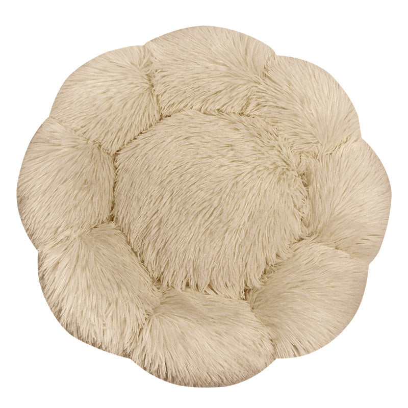 Flower-Shaped Plush Dog Bed
