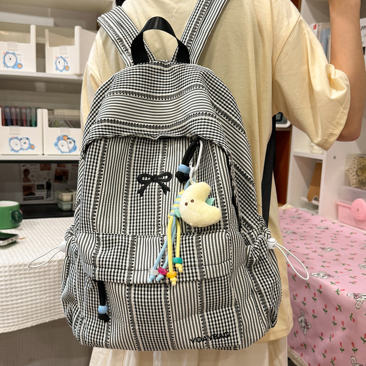Cute Checked Patterned School Backpack Bowlift