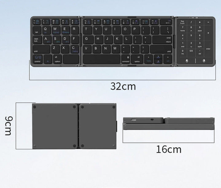 Compact Bluetooth Keyboard with Numeric Keypad Bowlift