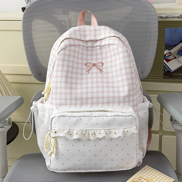 Playful Gingham and Polka Dot Backpack Bowlift