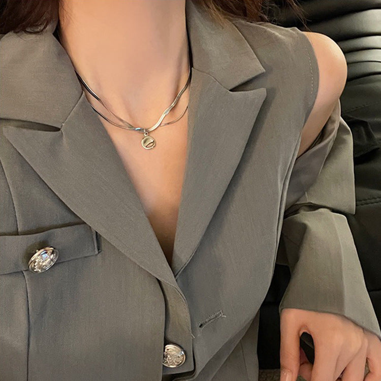 Elegant Layered Silver Chain Necklace Bowlift