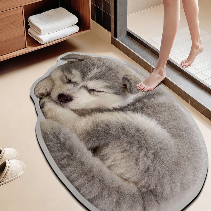Cat-Themed Plush Bath Rug Bowlift