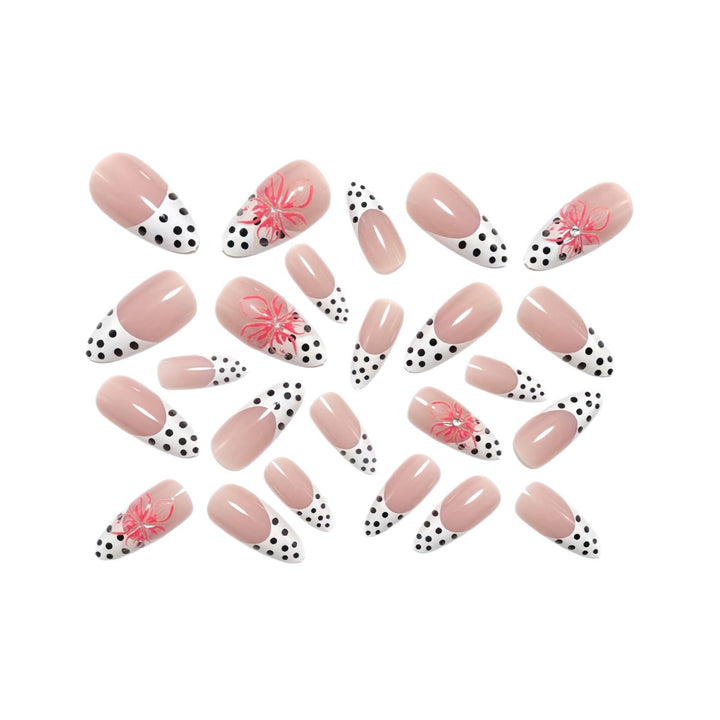 Artificial nails with floral accent and elegant tip Bowlift