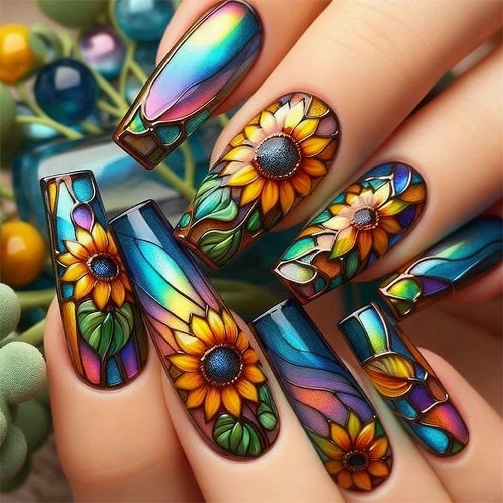 Artificial nails with floral design Bowlift