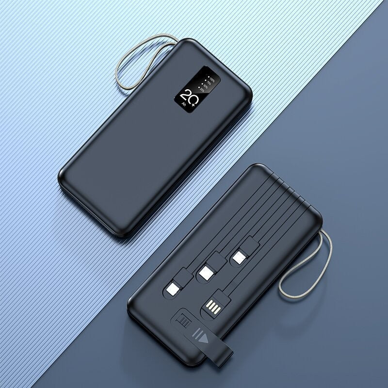 Portable power bank with integrated charging cables and intelligent energy management Bowlift