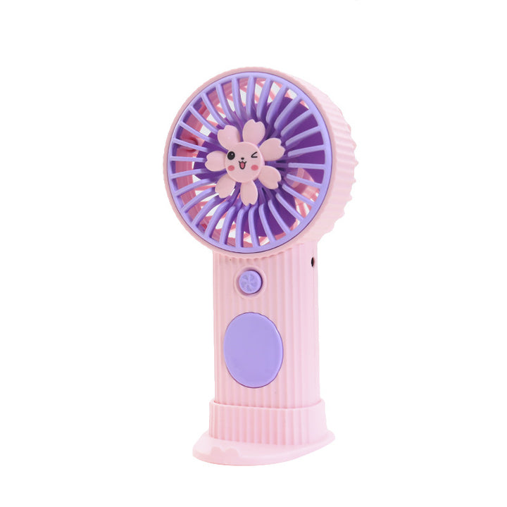 Ladies Compact Hand Fan with Flower Motif Bowlift