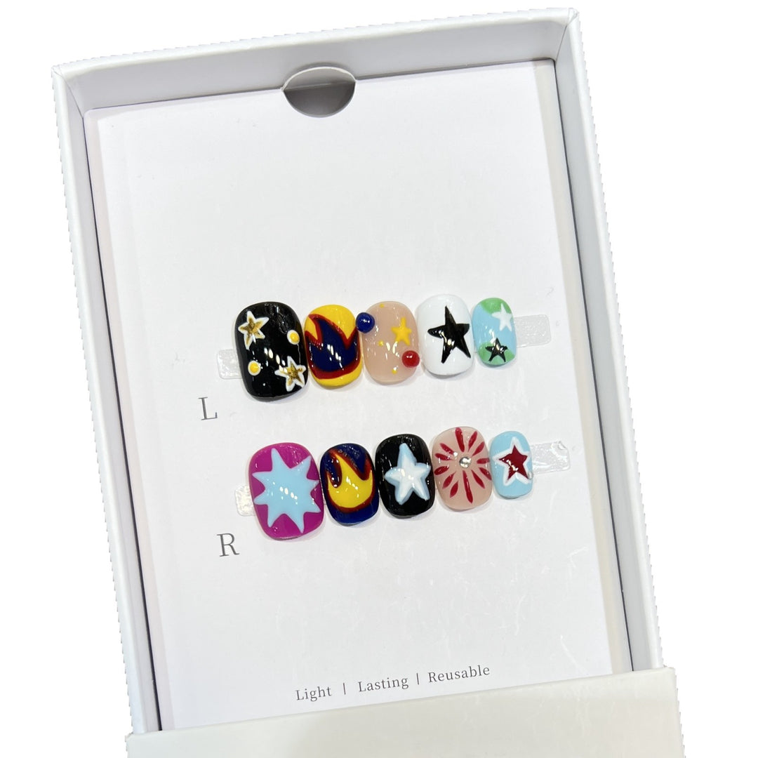 Cosmic-Themed Press-On Nail Art Set Bowlift